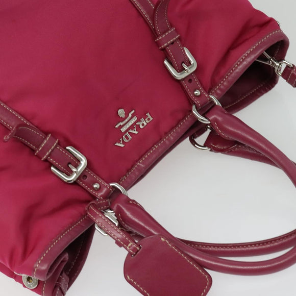 PRADA Tote Bag Nylon 2way Pink Silver Auth ki5875