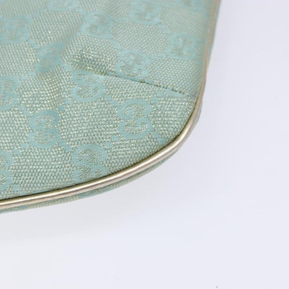 GUCCI GG Canvas Accessory Pouch Light Blue Gold 005 0813 Auth ki5876