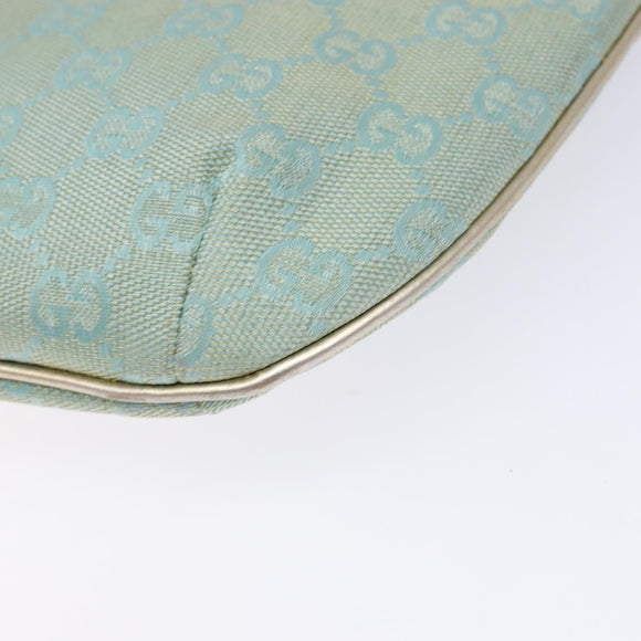 GUCCI GG Canvas Accessory Pouch Light Blue Gold 005 0813 Auth ki5876
