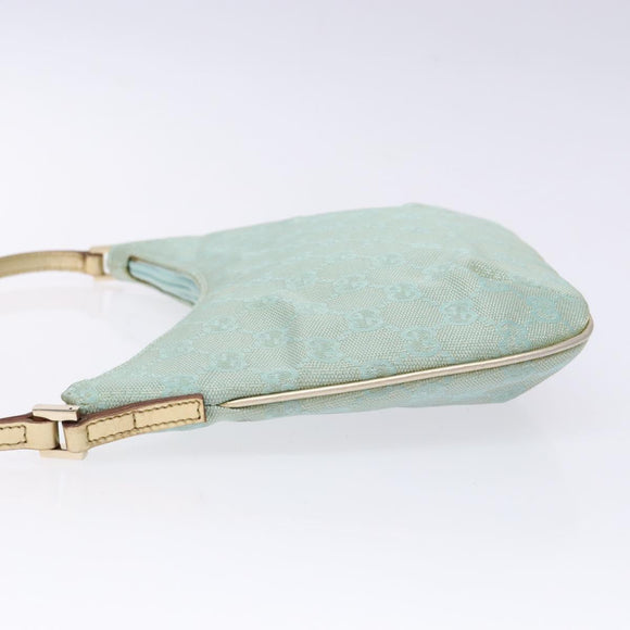 GUCCI GG Canvas Accessory Pouch Light Blue Gold 005 0813 Auth ki5876