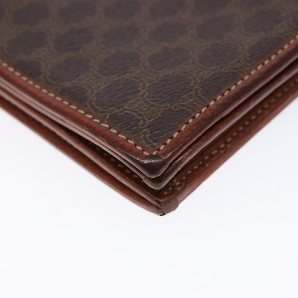 CELINE Macadam Canvas Shoulder Bag PVC Leather Brown Gold Auth ki5877