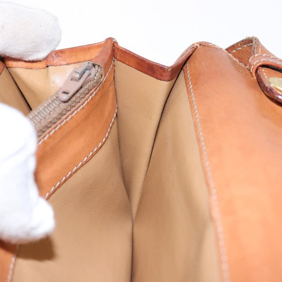 CELINE Macadam Canvas Shoulder Bag PVC Leather Brown Gold Auth ki5877