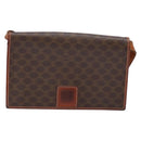 CELINE Macadam Canvas Shoulder Bag PVC Leather Brown Gold Auth ki5877-13