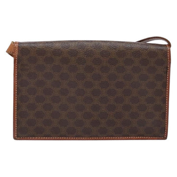 CELINE Macadam Canvas Shoulder Bag PVC Leather Brown Gold Auth ki5877 - 0