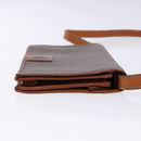 CELINE Macadam Canvas Shoulder Bag PVC Leather Brown Gold Auth ki5877-3