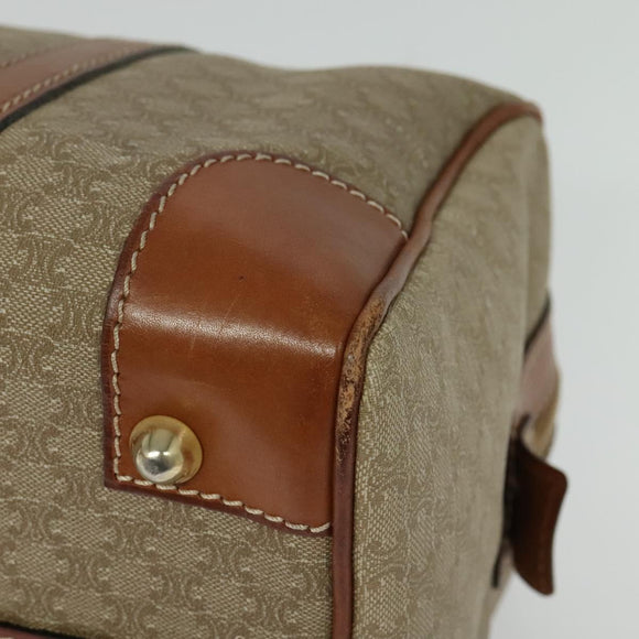 CELINE Macadam Canvas Boston Bag PVC Beige Gold Auth ki5878