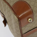 CELINE Macadam Canvas Boston Bag PVC Beige Gold Auth ki5878-15