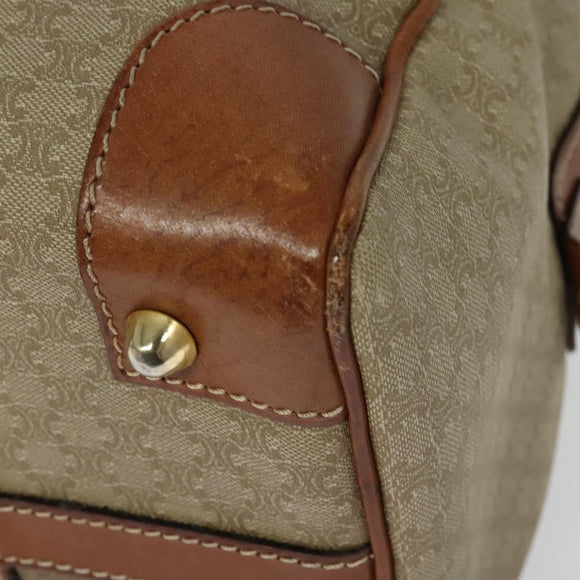 CELINE Macadam Canvas Boston Bag PVC Beige Gold Auth ki5878