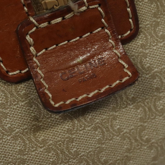 CELINE Macadam Canvas Boston Bag PVC Beige Gold Auth ki5878
