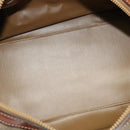 CELINE Macadam Canvas Boston Bag PVC Beige Gold Auth ki5878-10