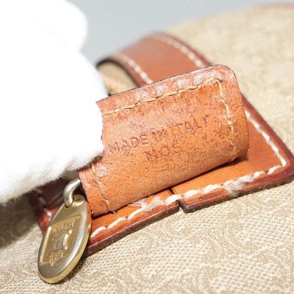 CELINE Macadam Canvas Boston Bag PVC Beige Gold Auth ki5878