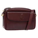 CARTIER Shoulder Bag Leather Bordeaux Gold Auth ki5879-1
