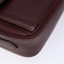 CARTIER Shoulder Bag Leather Bordeaux Gold Auth ki5879-15