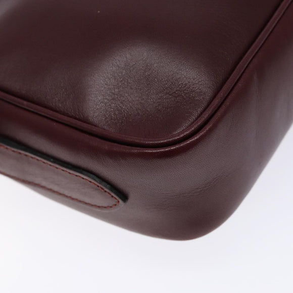 CARTIER Shoulder Bag Leather Bordeaux Gold Auth ki5879