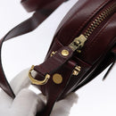 CARTIER Shoulder Bag Leather Bordeaux Gold Auth ki5879-9