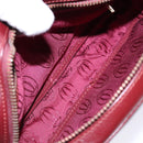 CARTIER Shoulder Bag Leather Bordeaux Gold Auth ki5879-11