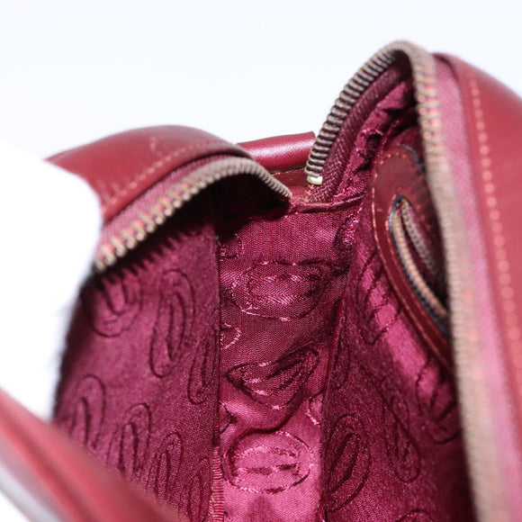 CARTIER Shoulder Bag Leather Bordeaux Gold Auth ki5879