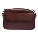 CARTIER Shoulder Bag Leather Bordeaux Gold Auth ki5879-13