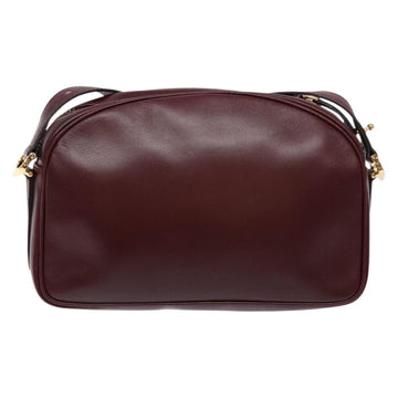 CARTIER Shoulder Bag Leather Bordeaux Gold Auth ki5879 - 0