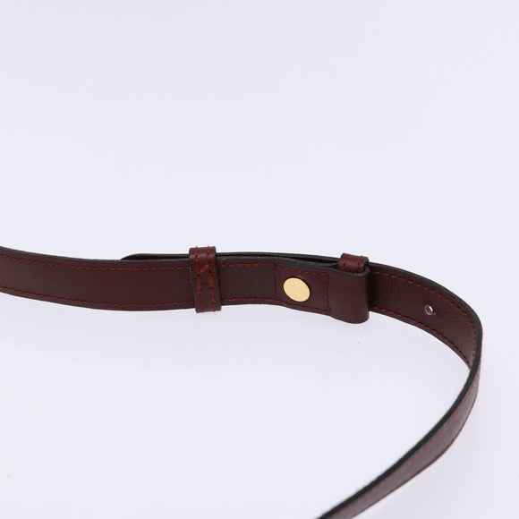 CARTIER Shoulder Bag Leather Bordeaux Gold Auth ki5879