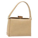 GUCCI Bamboo Hand Bag Leather Beige Gold Auth ki5881-1