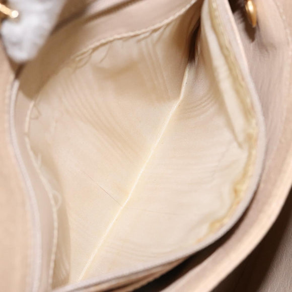 GUCCI Bamboo Hand Bag Leather Beige Gold Auth ki5881