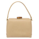 GUCCI Bamboo Hand Bag Leather Beige Gold Auth ki5881-2