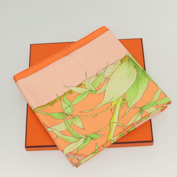 HERMES Carre 90 Scarf ""SERENITE"" Silk Orange Auth ki5883