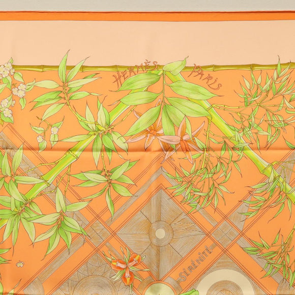 HERMES Carre 90 Scarf ""SERENITE"" Silk Orange Auth ki5883