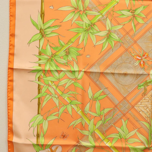 HERMES Carre 90 Scarf ""SERENITE"" Silk Orange Auth ki5883