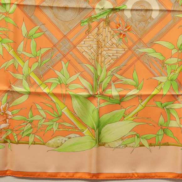 HERMES Carre 90 Scarf ""SERENITE"" Silk Orange Auth ki5883