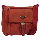 PRADA Shoulder Bag Nylon Red Silver Auth ki5884-1