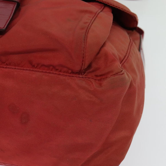 PRADA Shoulder Bag Nylon Red Silver Auth ki5884