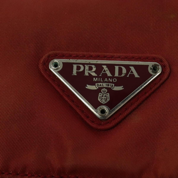 PRADA Shoulder Bag Nylon Red Silver Auth ki5884