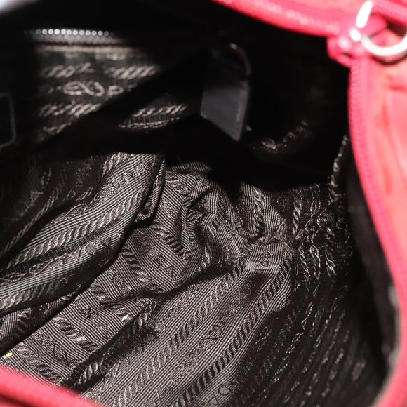 PRADA Shoulder Bag Nylon Red Silver Auth ki5884