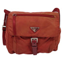 PRADA Shoulder Bag Nylon Red Silver Auth ki5884-13