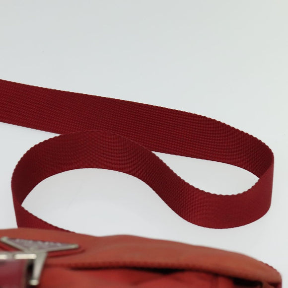 PRADA Shoulder Bag Nylon Red Silver Auth ki5884