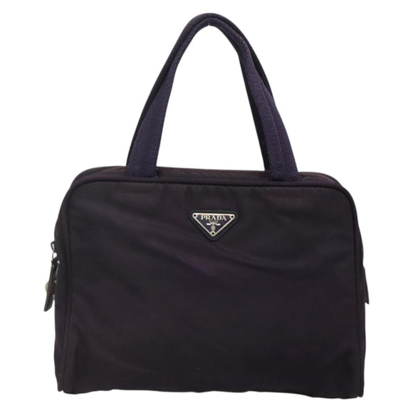 PRADA Hand Bag Nylon Purple Silver Auth ki5886