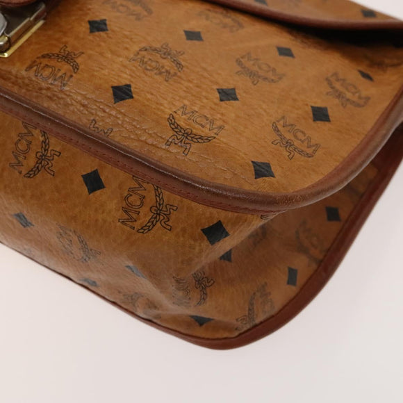 MCM Logogram Vicetos Hand Bag PVC Leather 2way Brown Gold Auth ki5887