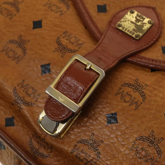 MCM Logogram Vicetos Hand Bag PVC Leather 2way Brown Gold Auth ki5887