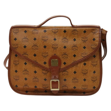MCM Logogram Vicetos Hand Bag PVC Leather 2way Brown Gold Auth ki5887 - 0