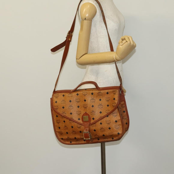 MCM Logogram Vicetos Hand Bag PVC Leather 2way Brown Gold Auth ki5887