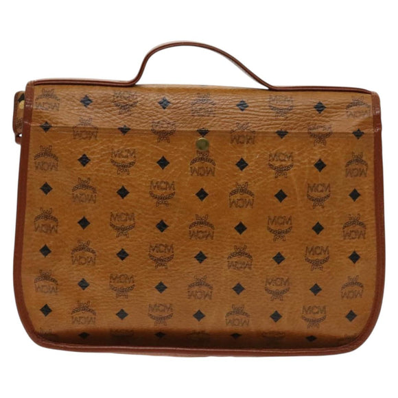 MCM Logogram Vicetos Hand Bag PVC Leather 2way Brown Gold Auth ki5887