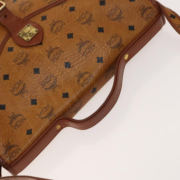 MCM Logogram Vicetos Hand Bag PVC Leather 2way Brown Gold Auth ki5887