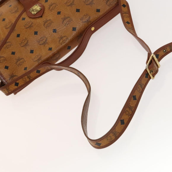 MCM Logogram Vicetos Hand Bag PVC Leather 2way Brown Gold Auth ki5887