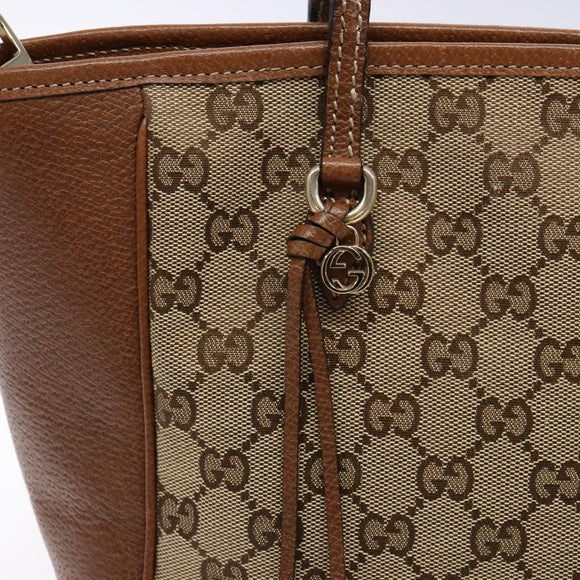 GUCCI GG Canvas Hand Bag Beige Gold 353119 Auth ki5893