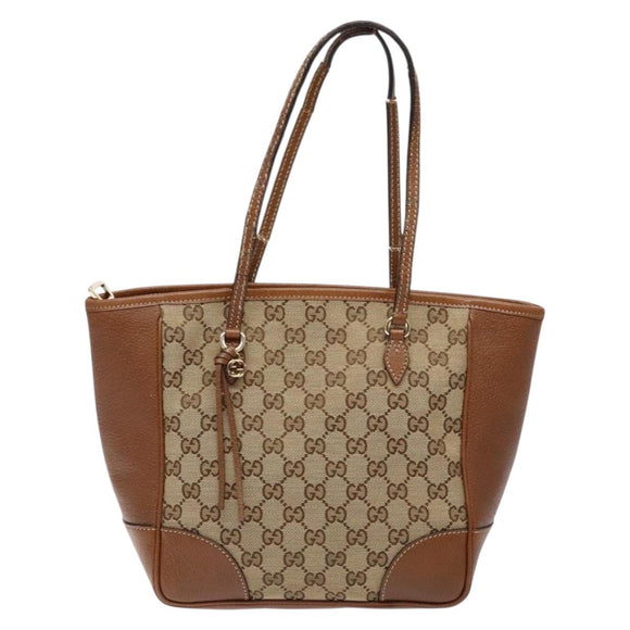 GUCCI GG Canvas Hand Bag Beige Gold 353119 Auth ki5893