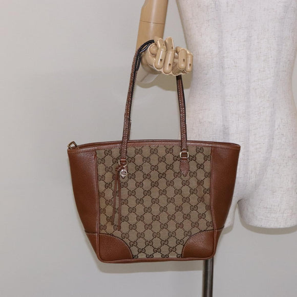 GUCCI GG Canvas Hand Bag Beige Gold 353119 Auth ki5893