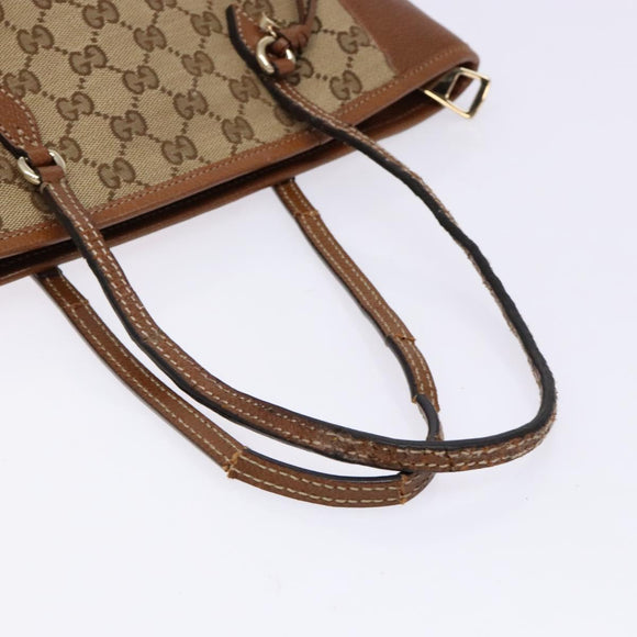 GUCCI GG Canvas Hand Bag Beige Gold 353119 Auth ki5893