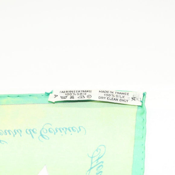 HERMES Carre 90 Scarf ""Fleurs de L'Opera"" Silk Green Auth ki5895